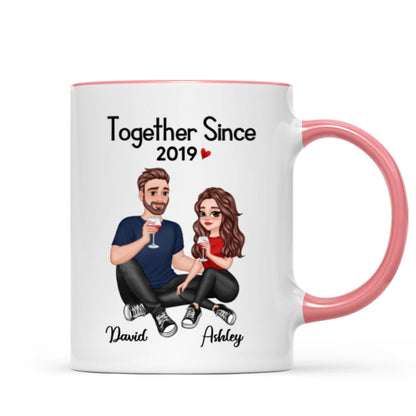 Cartoon Couple Sitting Anniversary Gift For Him Gift For Her Personalized Mug