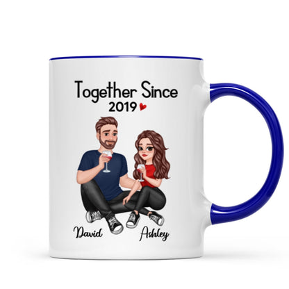 Cartoon Couple Sitting Anniversary Gift For Him Gift For Her Personalized Mug