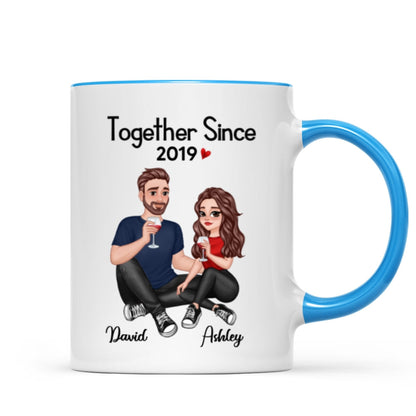 Cartoon Couple Sitting Anniversary Gift For Him Gift For Her Personalized Mug