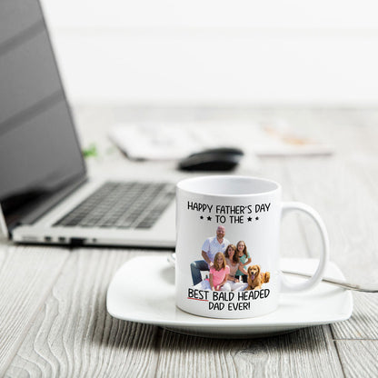 Behind Spoiled Daughter Is Bald Headed Father Photo Inserted Funny Father's Day Gift For Dad Personalized Mug