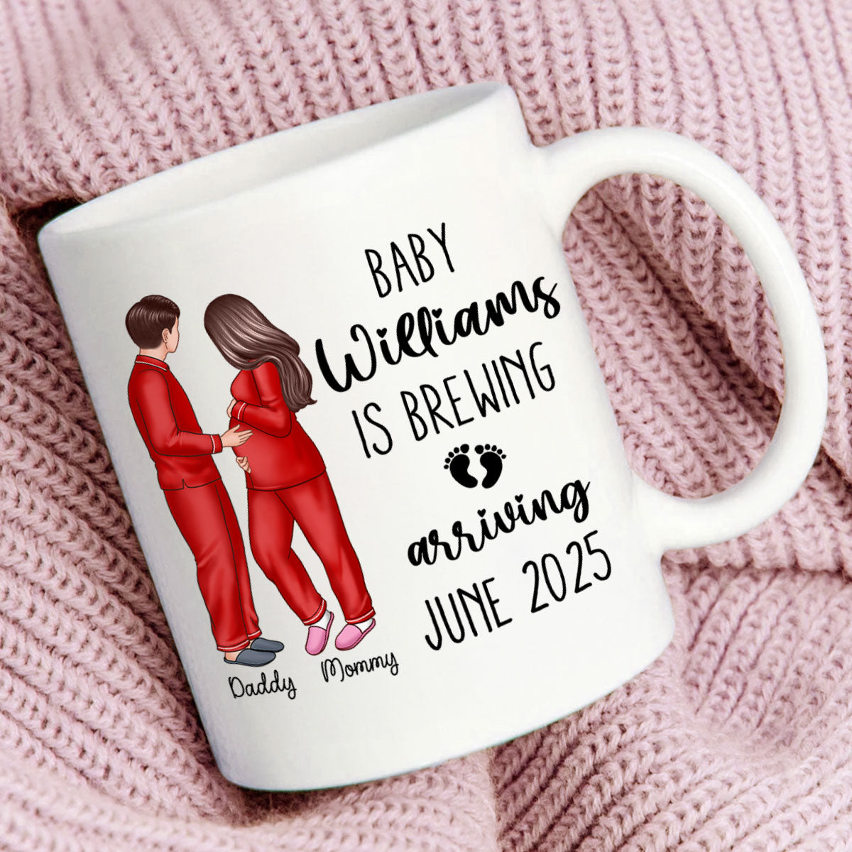 Baby Is Brewing Pregnancy Couple Personalized Mug Expecting Mom Gift, Expecting Parents Gift, Gift