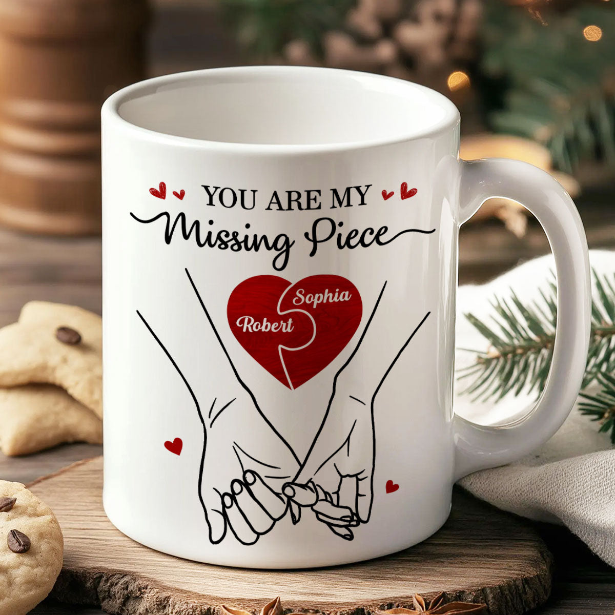You Are My Missing Piece Couple Hands Outline Anniversary Gift Gift Personalized Mug