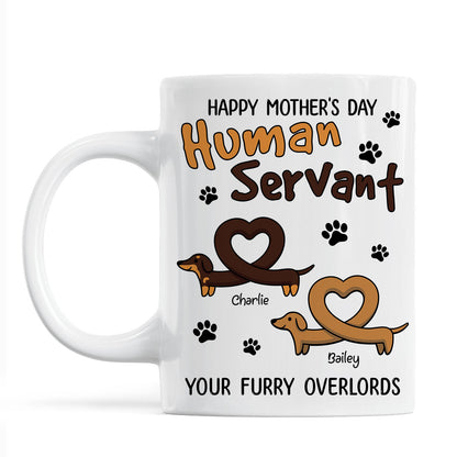 Happy Mother's Day Father's Day Human Servant Dachshund Hearts Personalized Mug
