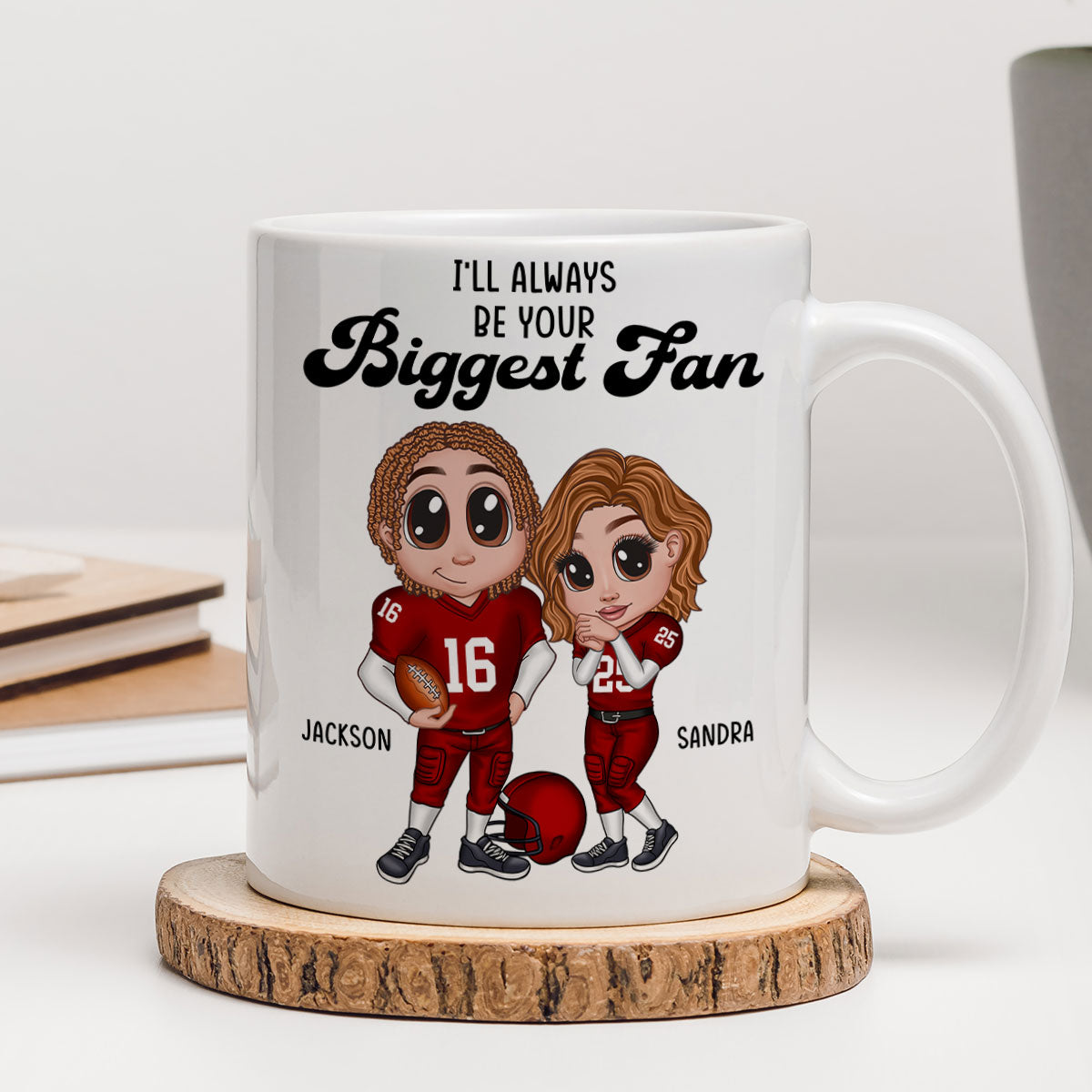 Personalized Y2K Football Couple Mug, Gift for Couples