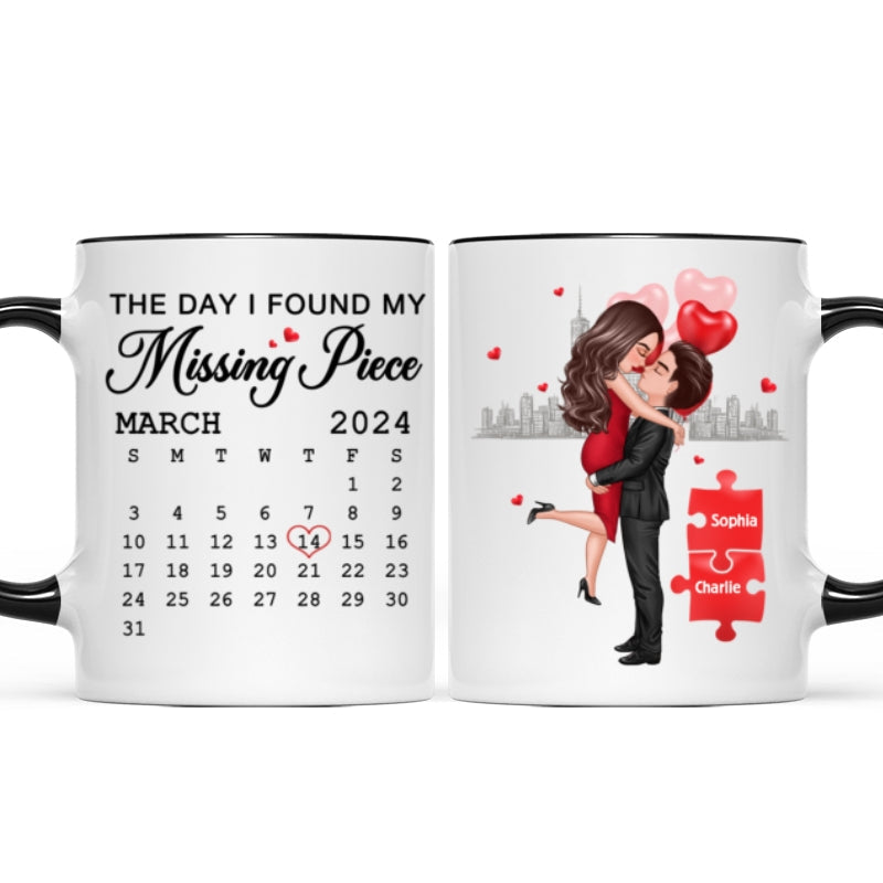 The Day I Found My Missing Piece Calendar Keepsake Personalized Mug, Gift, Anniversary Gift For Couple