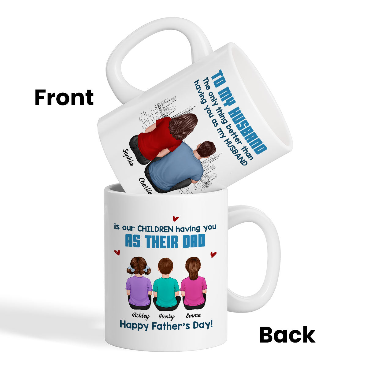 To My Husband Our Children Having You As Their Dad Blue Tone Personalized Mug, Father's Day Gift