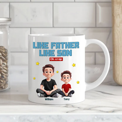 Like Father Like Daughter Son Cartoon Funny Style Personalized Mug, Gift For Dad