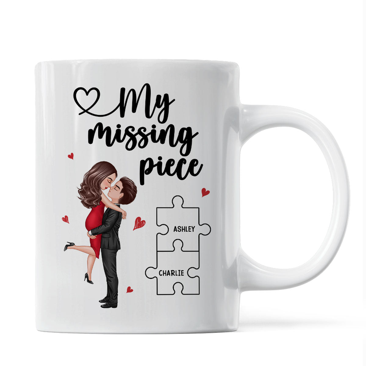 My Missing Piece Couple Hugging Kissing Valentine's Day Gift For Her Gift For Him Personalized Mug