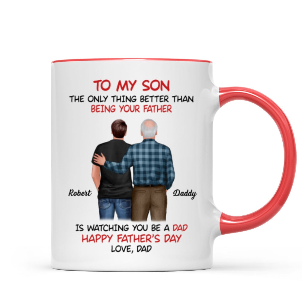To My Son From Dad Happy Father's Day Back View Personalized Mug