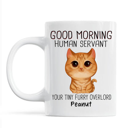Watercolor Cute Cats Good Morning Cat Human Servant Personalized Mug