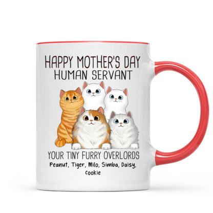 Happy Mother's Day Cat Human Servant Peeking Fluffy Cats Personalized Mug