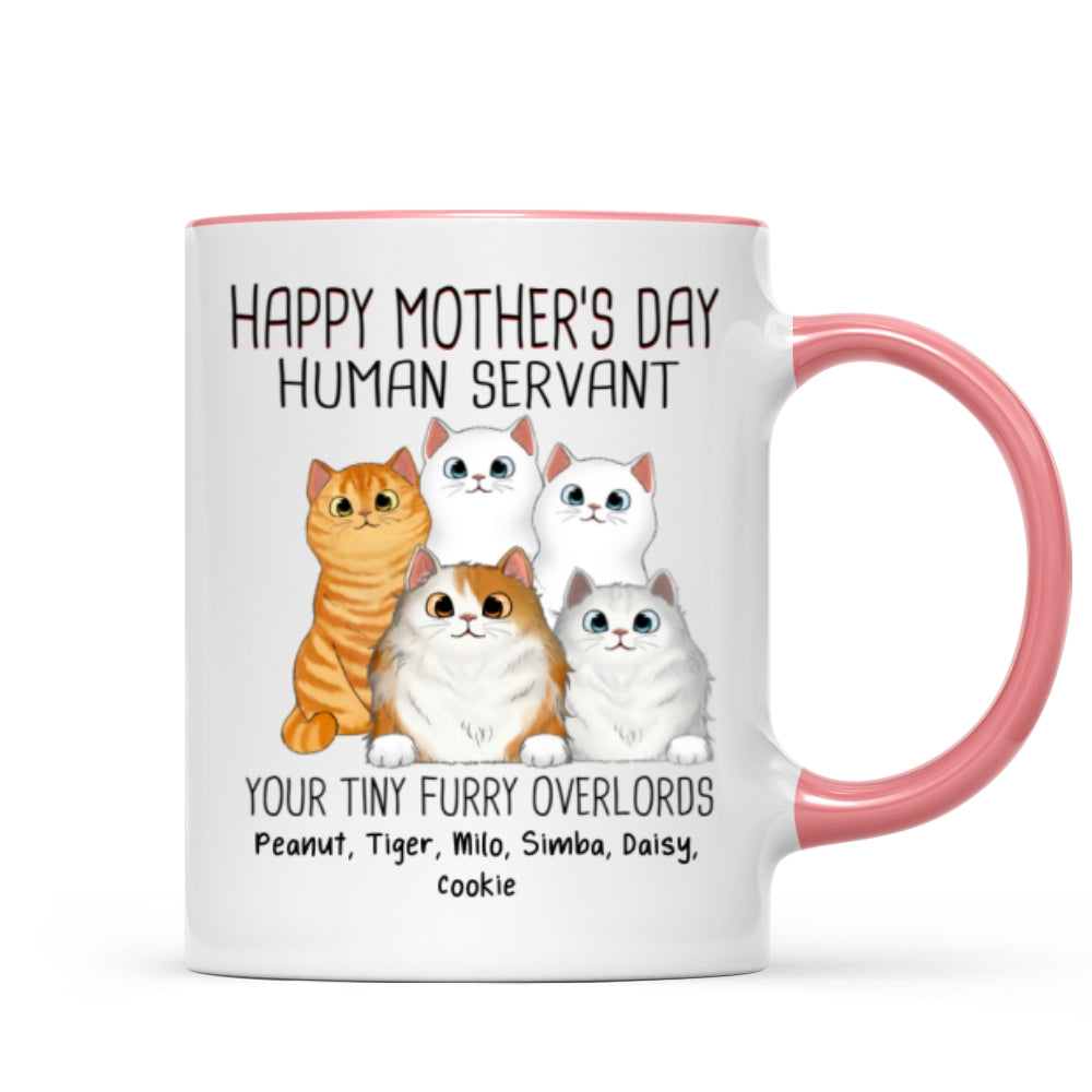 Happy Mother's Day Cat Human Servant Peeking Fluffy Cats Personalized Mug