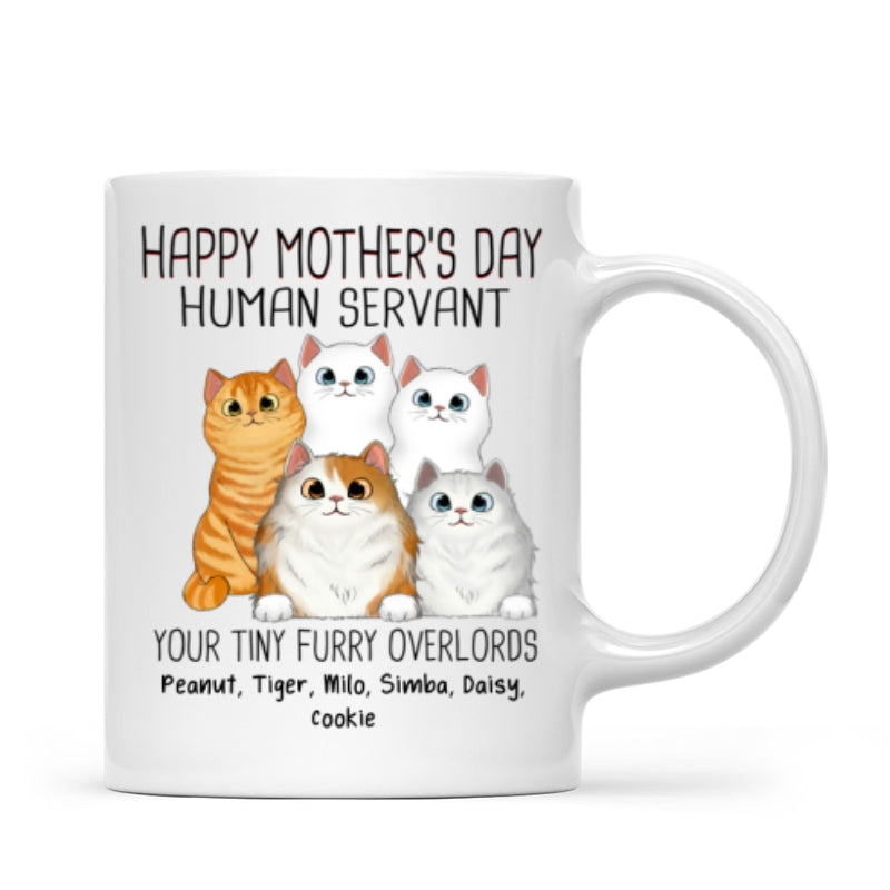 Happy Mother's Day Cat Human Servant Peeking Fluffy Cats Personalized Mug