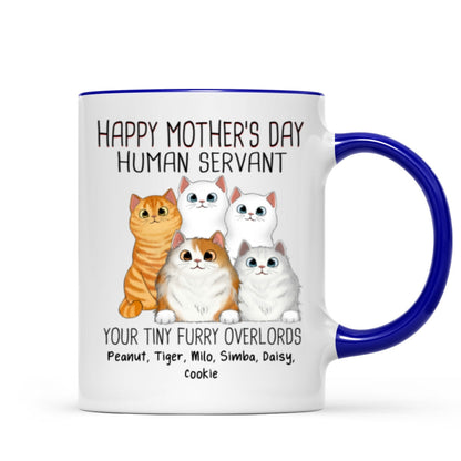 Happy Mother's Day Cat Human Servant Peeking Fluffy Cats Personalized Mug