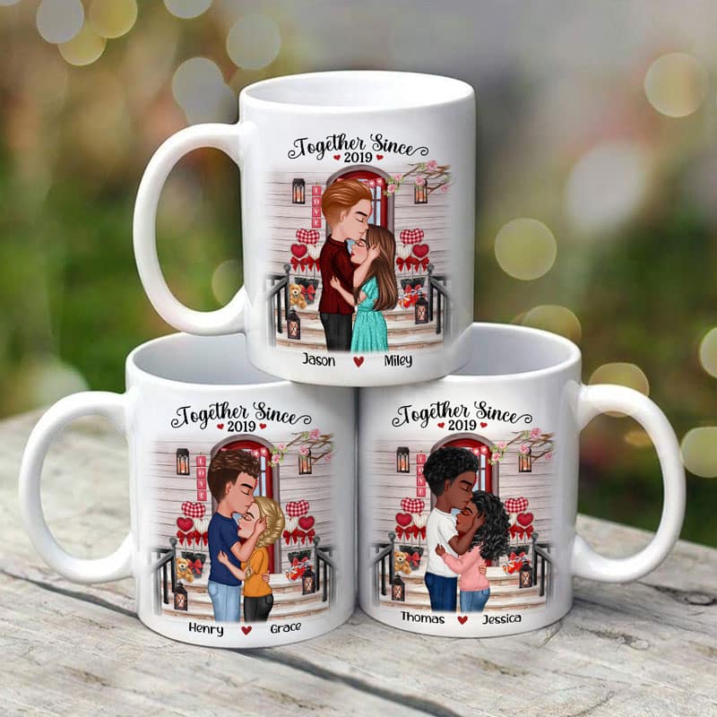 Couple Kissing Front Porch Personalized Mug