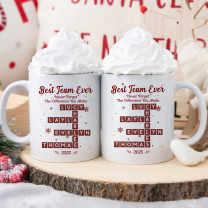 Best Team Ever Crossword Puzzle Art - Personalized Mug - Gift For Coworkers, Colleagues