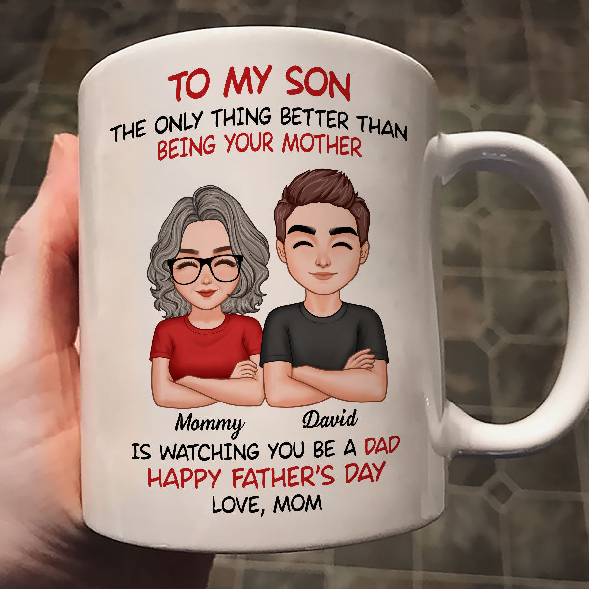 To My Son Personalized Ceramic Mug, Heartfelt Father's Day Gift For Son