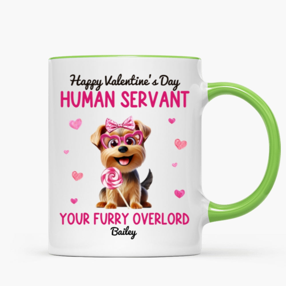 Funny Cartoon Dogs Happy Human Servant Personalized Mug, Gift For Dog Lovers, Dog Moms