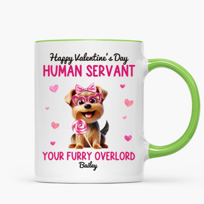 Funny Cartoon Dogs Happy Human Servant Personalized Mug, Gift For Dog Lovers, Dog Moms