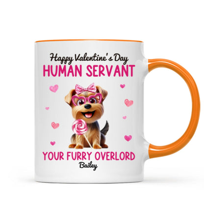 Funny Cartoon Dogs Happy Human Servant Personalized Mug, Gift For Dog Lovers, Dog Moms