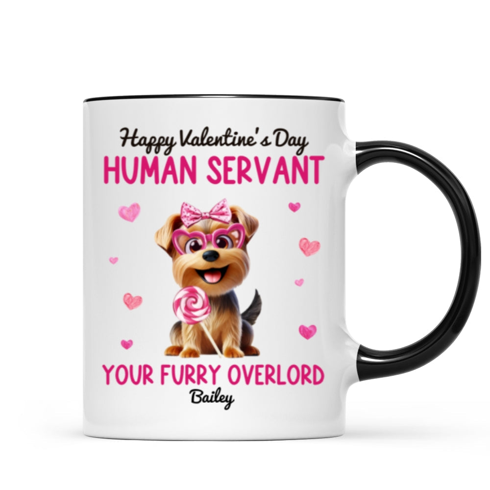 Funny Cartoon Dogs Happy Human Servant Personalized Mug, Gift For Dog Lovers, Dog Moms
