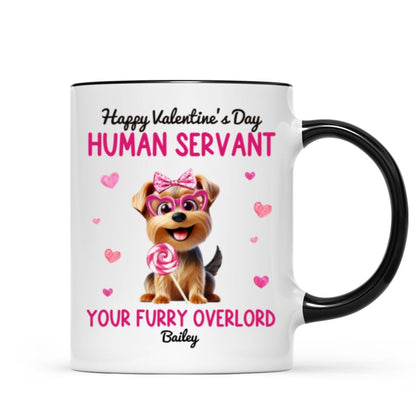 Funny Cartoon Dogs Happy Human Servant Personalized Mug, Gift For Dog Lovers, Dog Moms