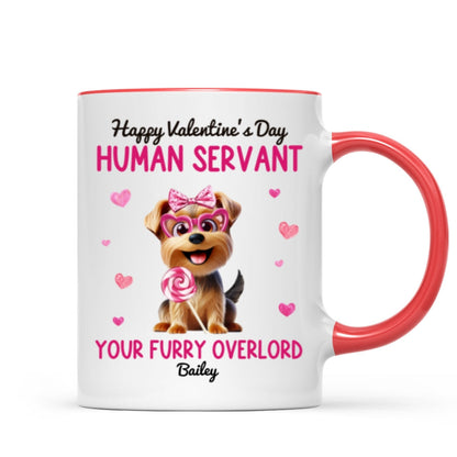 Funny Cartoon Dogs Happy Human Servant Personalized Mug, Gift For Dog Lovers, Dog Moms
