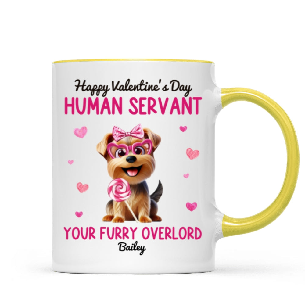 Funny Cartoon Dogs Happy Human Servant Personalized Mug, Gift For Dog Lovers, Dog Moms