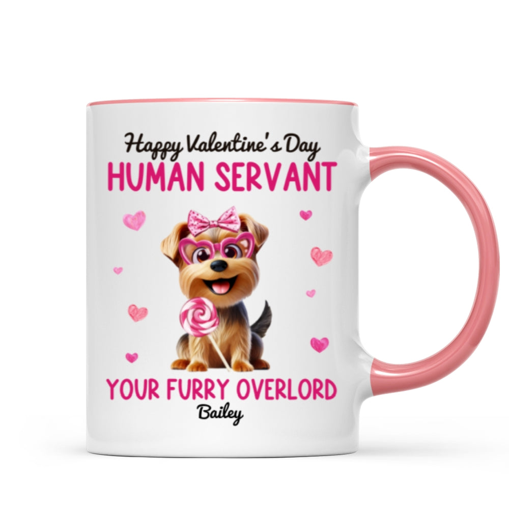 Funny Cartoon Dogs Happy Human Servant Personalized Mug, Gift For Dog Lovers, Dog Moms