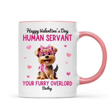 Funny Cartoon Dogs Happy Human Servant Personalized Mug, Gift For Dog Lovers, Dog Moms