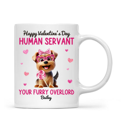 Funny Cartoon Dogs Happy Human Servant Personalized Mug, Gift For Dog Lovers, Dog Moms