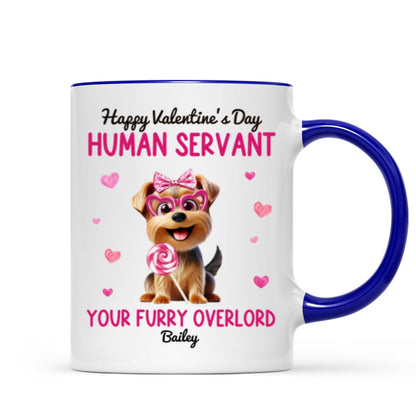 Funny Cartoon Dogs Happy Human Servant Personalized Mug, Gift For Dog Lovers, Dog Moms