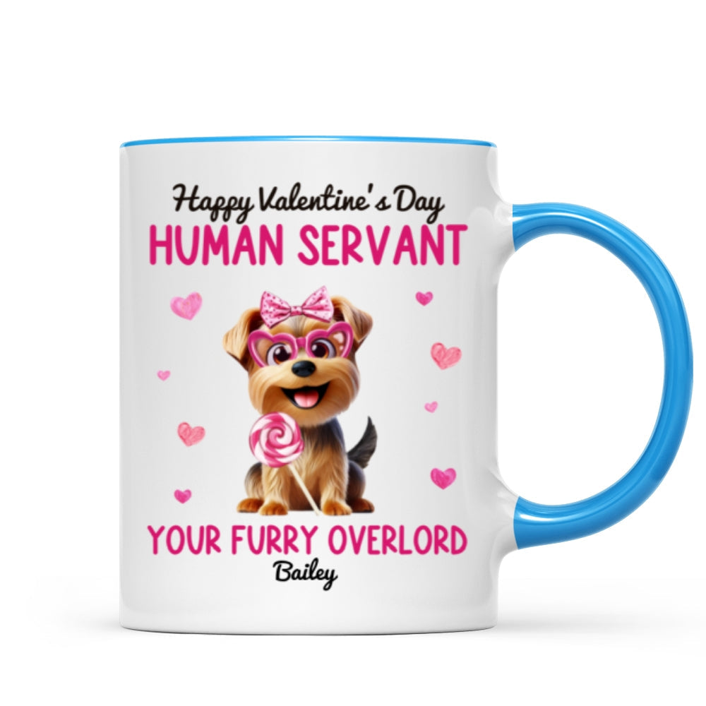 Funny Cartoon Dogs Happy Human Servant Personalized Mug, Gift For Dog Lovers, Dog Moms