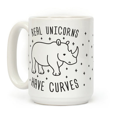 Real Unicorns Have Curves Black and White Coffee Mug