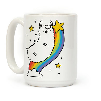 Llama On A Rainbow Coffee Mug