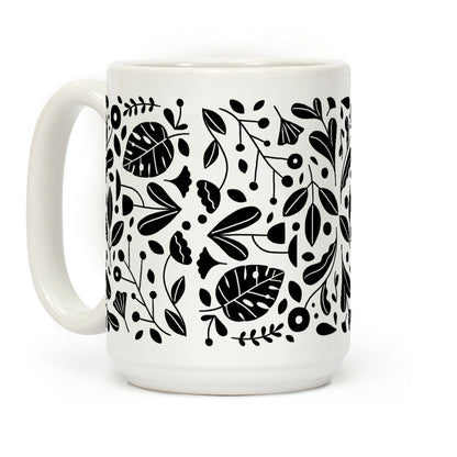 Black and White Plant Pattern Coffee Mug