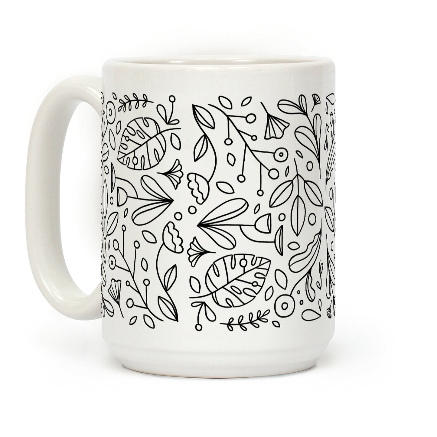 Black and White Plant Pattern Coffee Mug