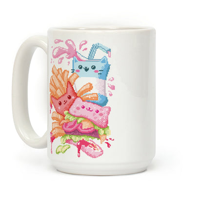 Purrger and fries Pixel Art Coffee Mug
