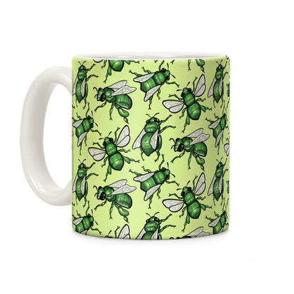 Green Orchid Bee Pattern Coffee Mug