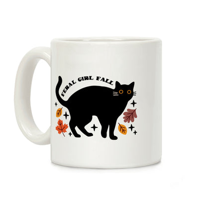 Feral Girl Fall Black Cat Coffee Mug