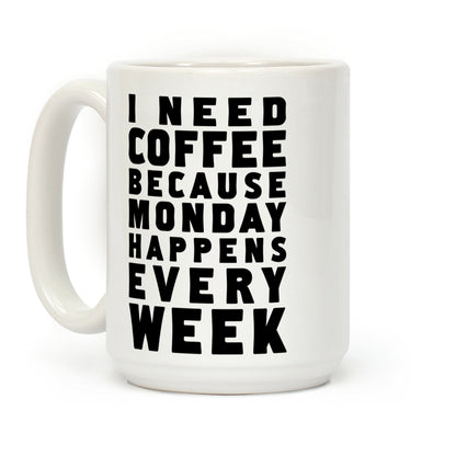 I Need Coffee Because Monday Happens Every Week Coffee Mug