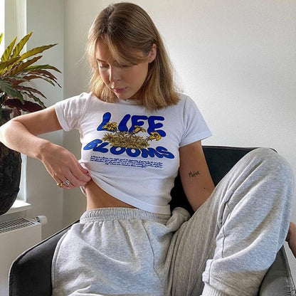 Life Blooms White Tee