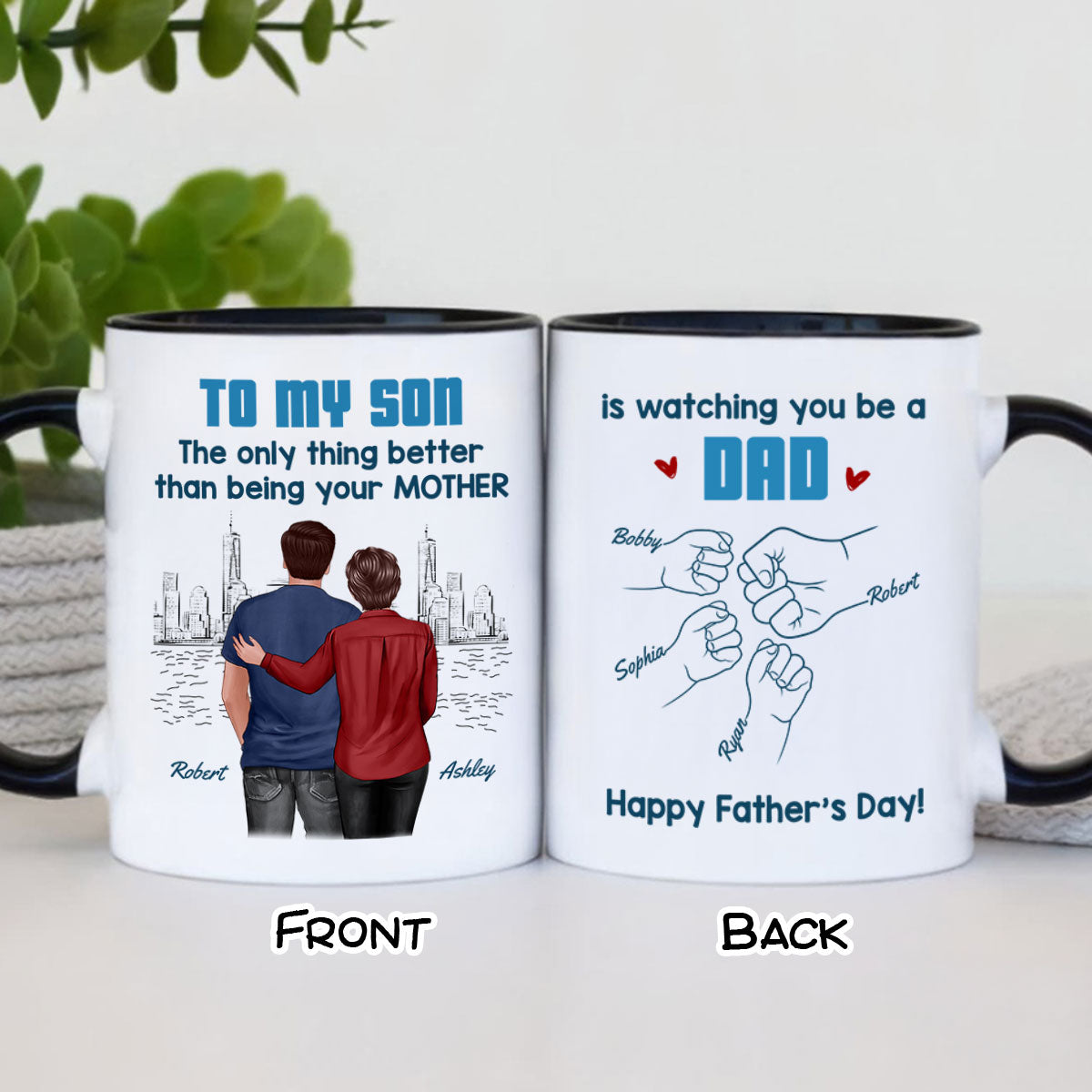 From Mom Dad To Son Watching You Be A Dad Blue Tone - Personalized Mug - Gift For Son