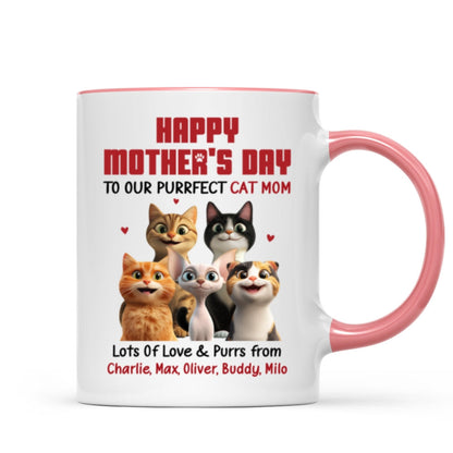 To Our Perfect Cat Mom Adorable Cartoon Cats Personalized Mug, Unique Gifts For Cat Moms