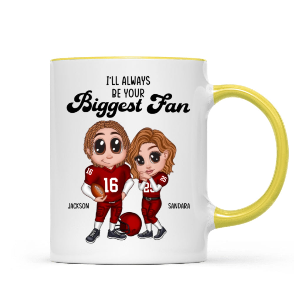 Personalized Y2K Football Couple Mug, Gift for Couples