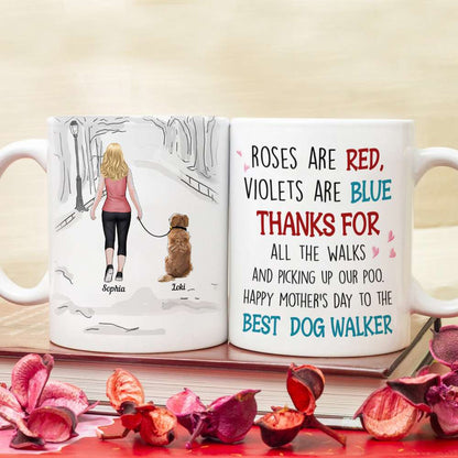 The Best Dog Walker, Dad Mom Pet Lover Personalized Coffee Mug White Mug, Gift For Dad Mom