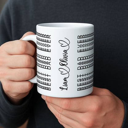 Best Dad Ever Funny Dad Hidden Message Personalized Mug, Father's Day Gift for Dad, Custom Kids' Names