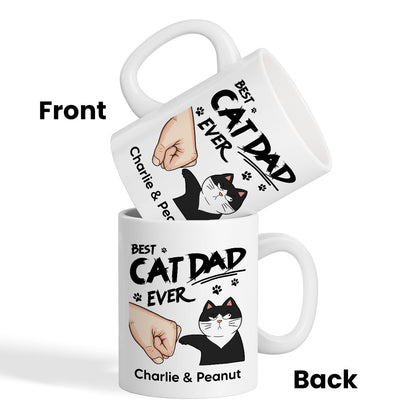 Best Cat Dad Ever Fist Bump Funny Cute Cats Personalized Mug