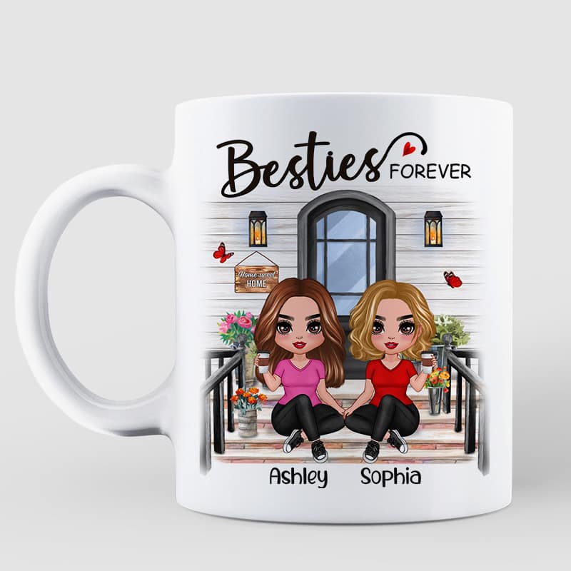 Doll Besties Sisters Front Porch Personalized Mug