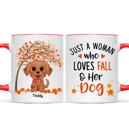 Fall Season Watercolor Cute Dogs Just Girl Who Loves Fall And Her Dogs Personalized Mug